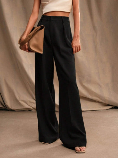 Commuting Loose High-waisted Straight Wide-leg Trousers