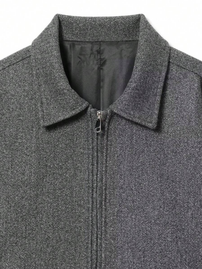 Autumn Minimalist Wool Blend Zip Lapel Jacket