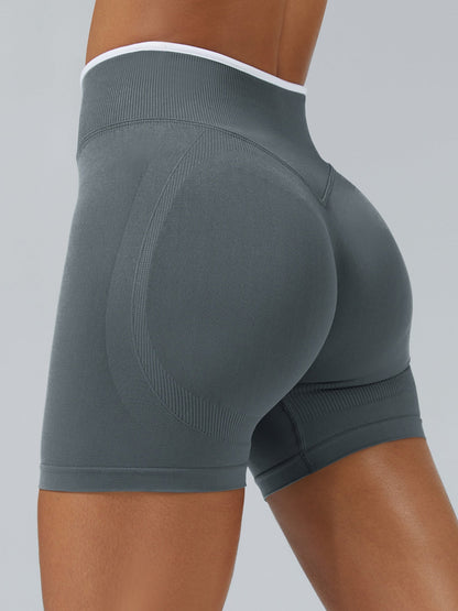 Color Matching Seamless High-waisted Hip Lift Exercise Yoga Shorts