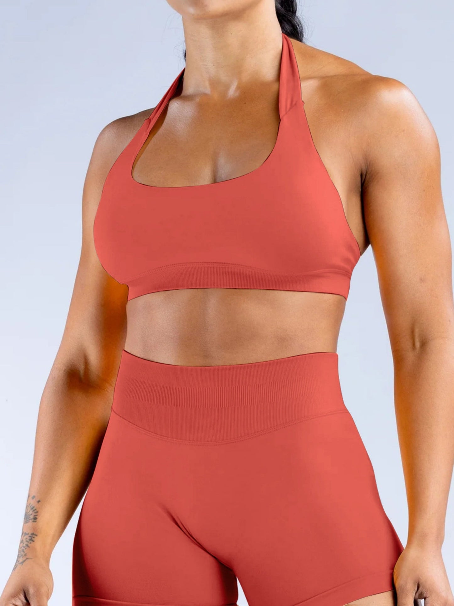 Seamless With Breast Pads Pleated Exercise Yoga Halter Bra Vest