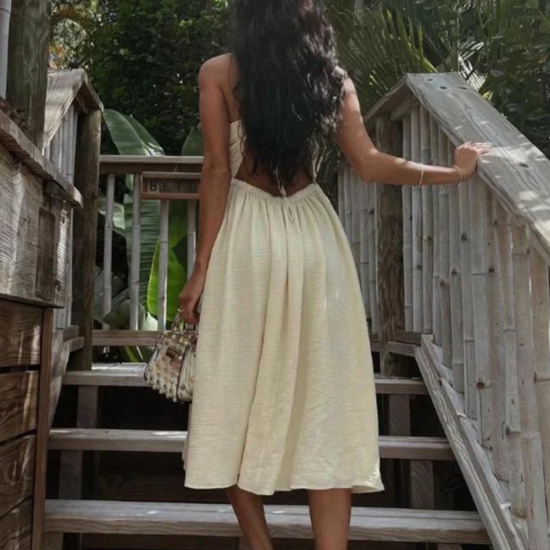 Halter V-Neck Ruched Cutout High Slit Maxi Dress