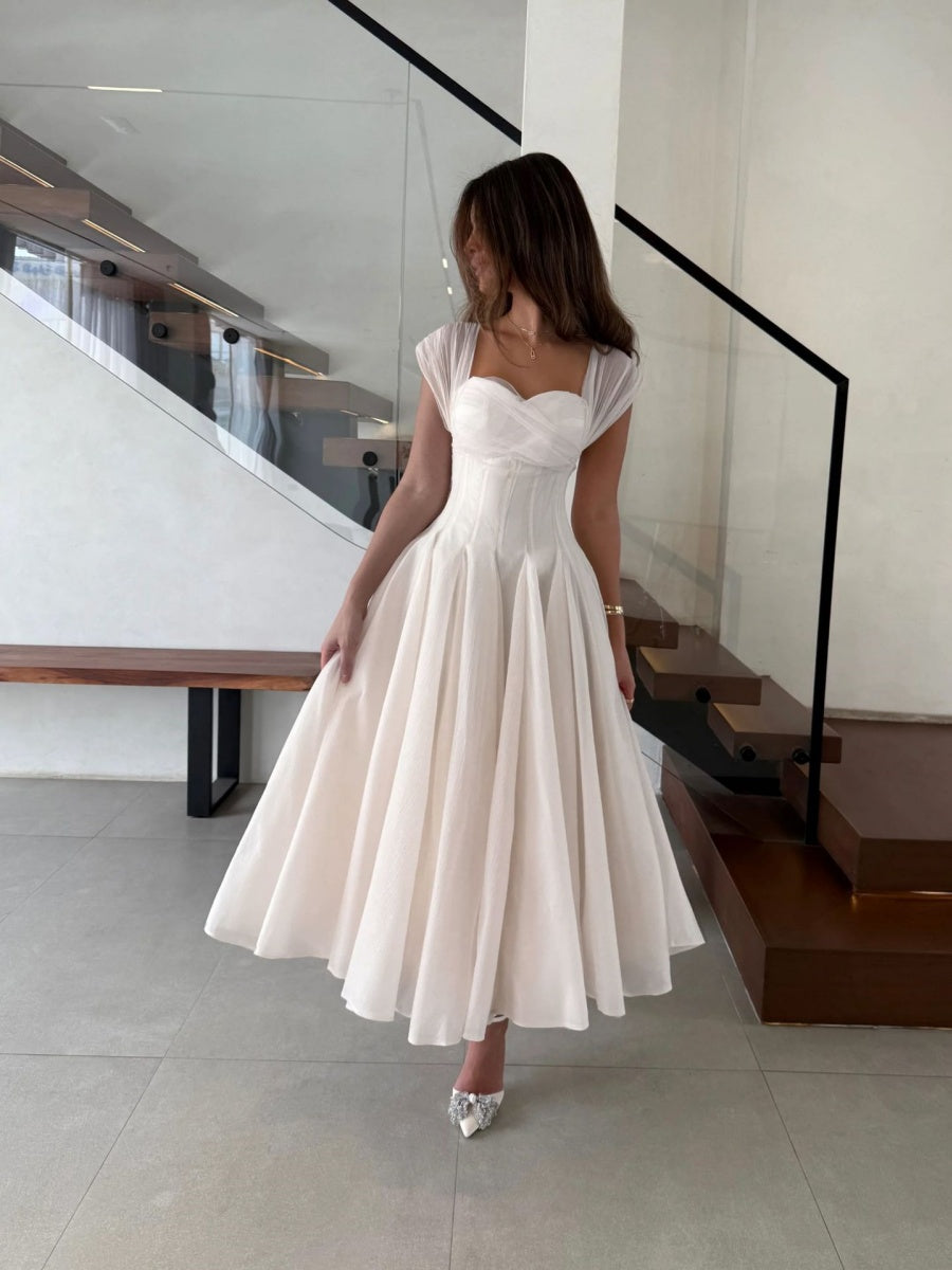 Mesh Splicing Waist Big Swing Maxi Dresses