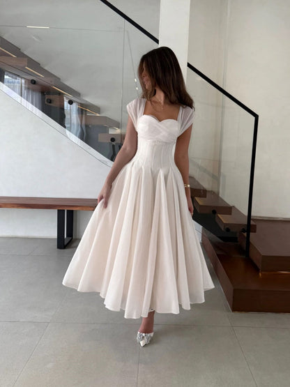 Mesh Splicing Waist Big Swing Maxi Dresses