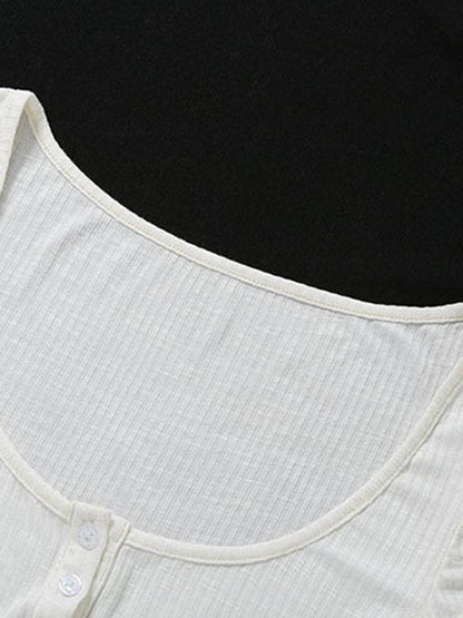 White U-neck Solid Color Sexy Cropped Slim-fit T-shirt