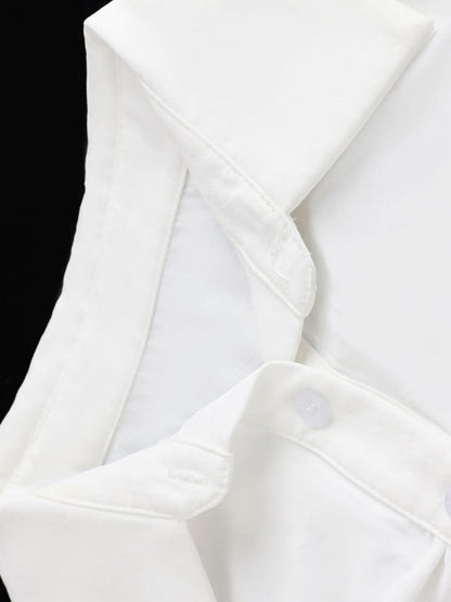 Flying Sleeves Gathering Slim-fit Lapel Shirts