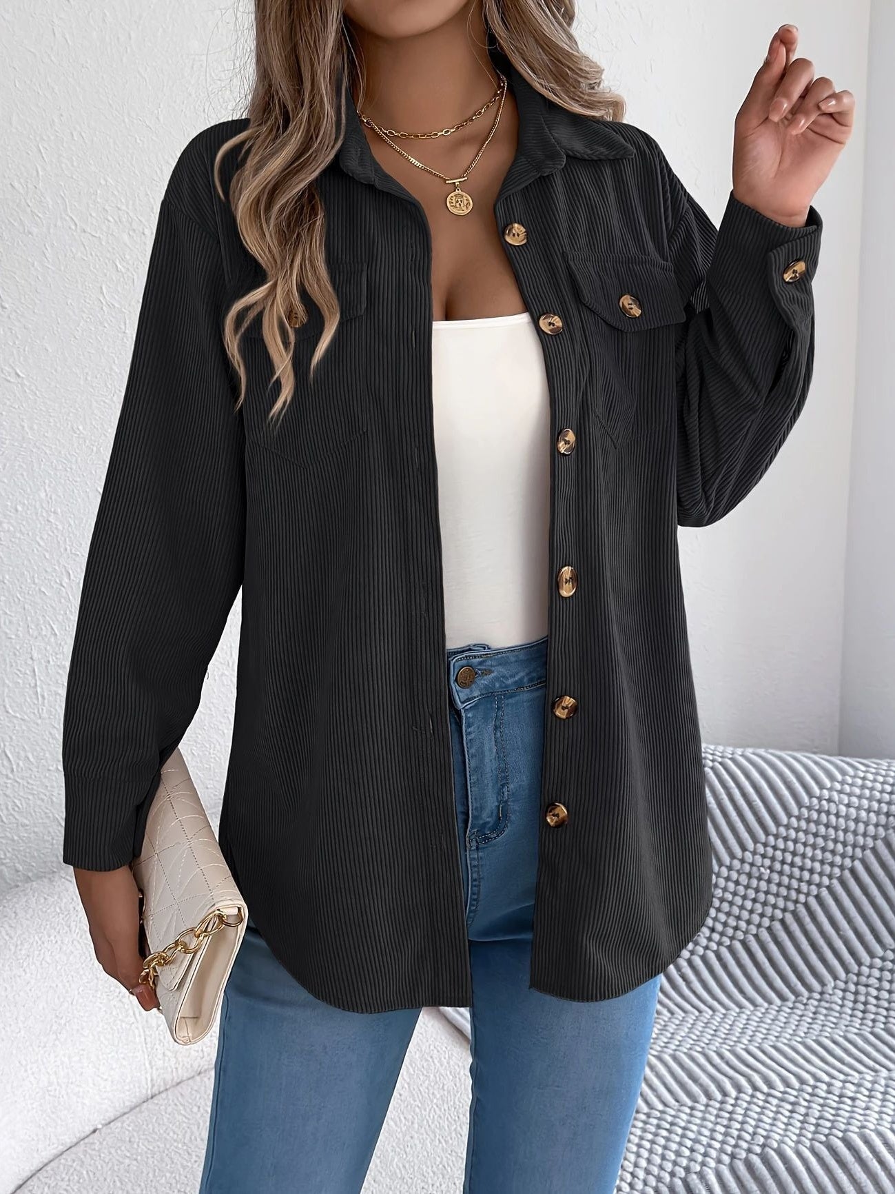 Loose-fitting Solid Color Women's Casual Shirt