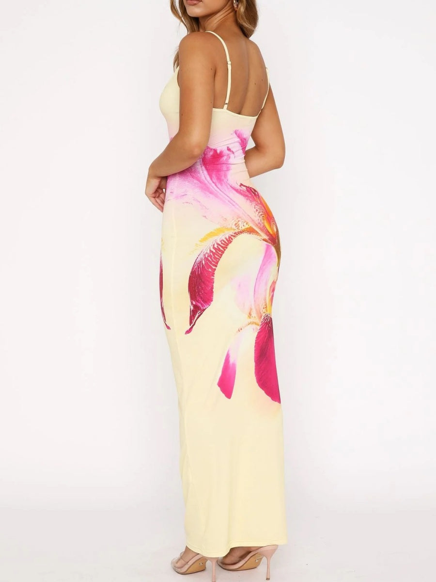 Liber Spring Women's Backless Abstract Maxi Dresses