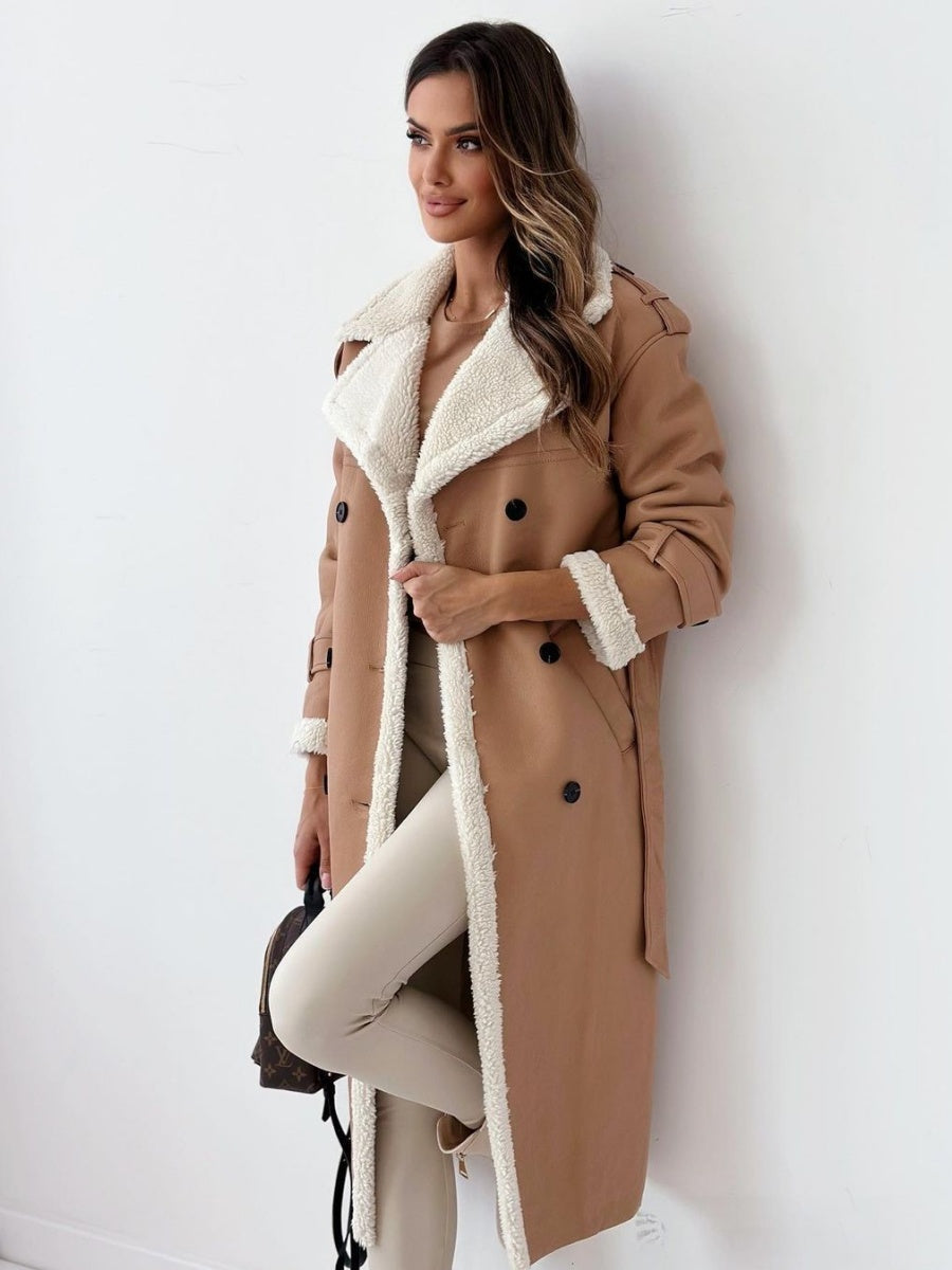 Reversible Stand-up Collar Leather Cotton Coat