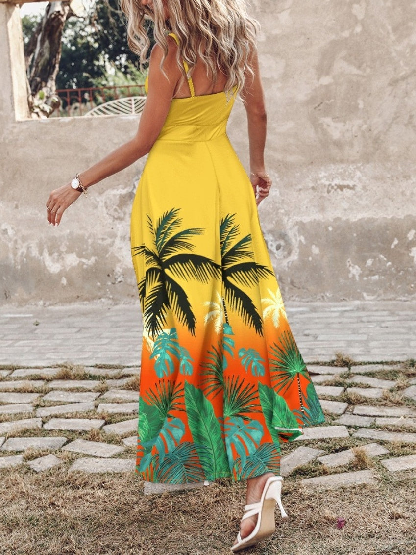 Resort-style Sexy Halter Maxi Dress
