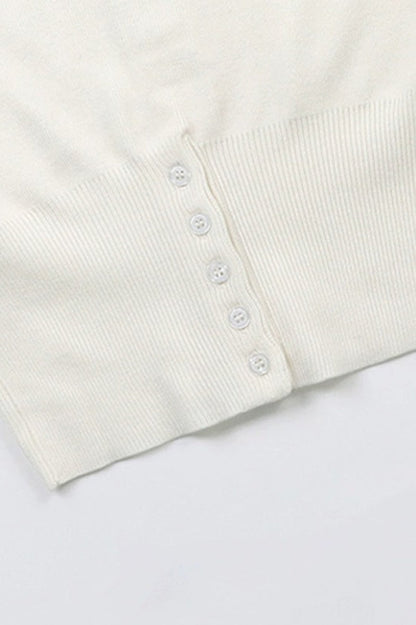 Embroidered Cotton V Neck Cardigan