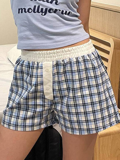 Vintage Plaid Print Shorts
