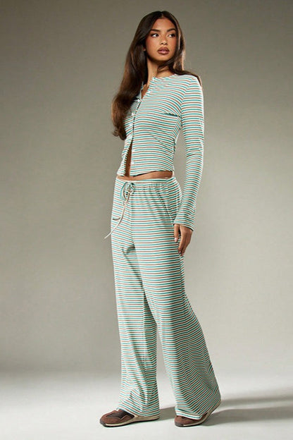 | Stripe Button Cord Two Piece Set