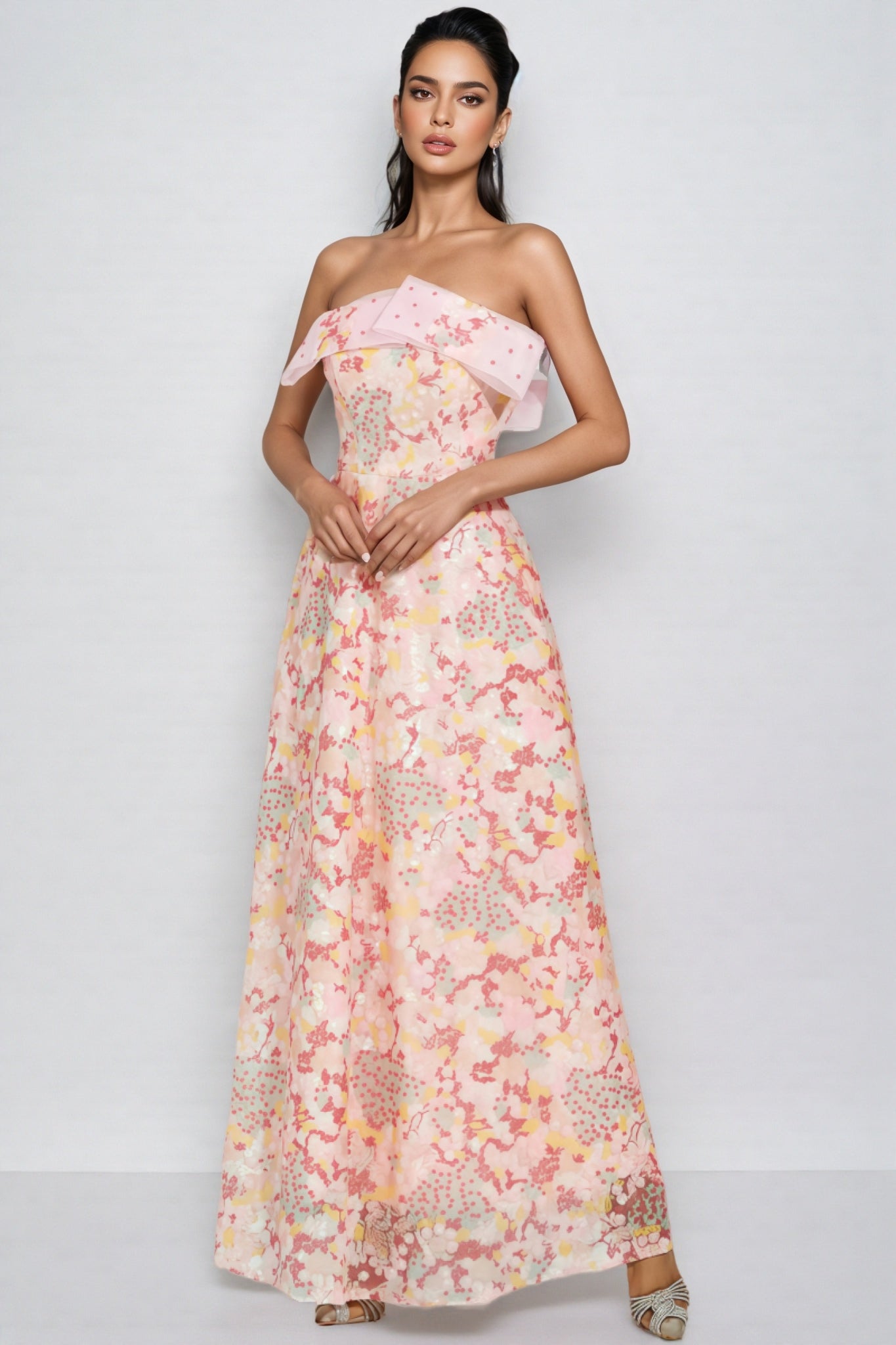 Nivenad Pink Sequin Bodycon Maxi Dress
