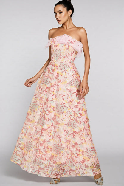 Nivenad Pink Sequin Bodycon Maxi Dress