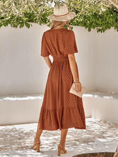 SWEETEST ONE POPPIES SHORT SLEEVE MAXI DRESS - BRICK