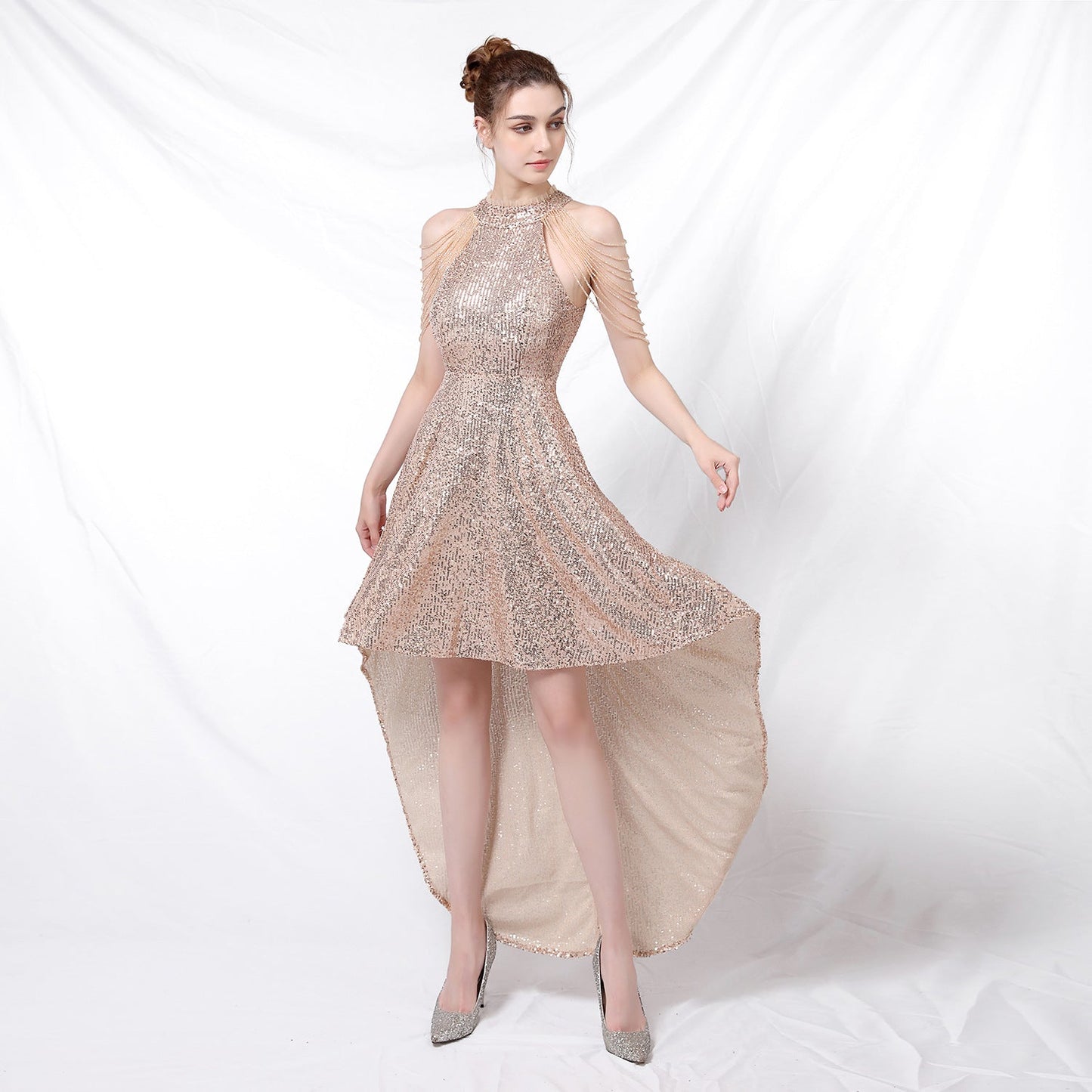 Corset L Sequin Sheath Car Model Room Show Host Performance Dress