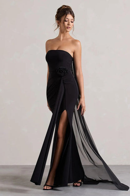 | Strapless Floral Maxi Dress