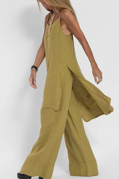 Women Casual Linen Strappy Two Set Suits