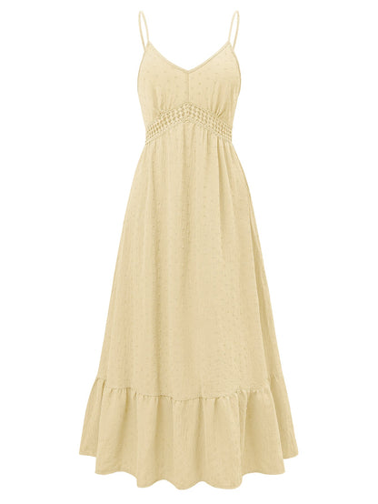 Clementina Crochet Waist Midi Dress - Apricot