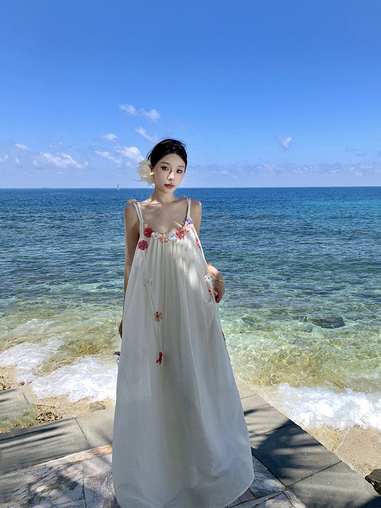 Boho Floral Maxi Dress – Ethereal Loose-Fit Beach Getaway Outfit
