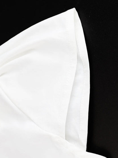 Flying Sleeves Gathering Slim-fit Lapel Shirts