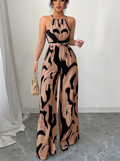Milk-patterned Halter-neck Jumpsuit