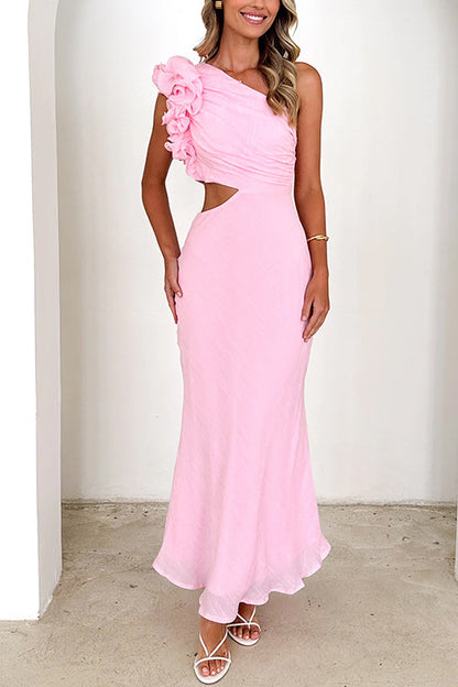 Margovil Frill One Shoulder Sleeveless Cut Out Maxi Dress