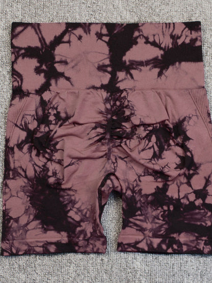 Seamless Tie-dye High-waisted, Tummy-flattening, And Butt-lifting Yoga Shorts