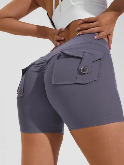 Bare-feel Pocket High-waisted, Tummy-flattening, And Butt-lifting Yoga Shorts