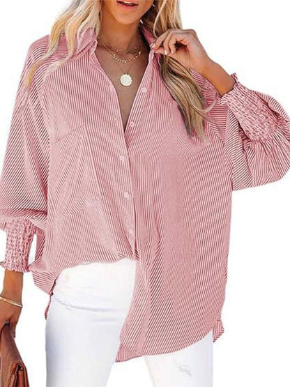 Loose-fit Long Sleeve Stripes Stripes Shirts