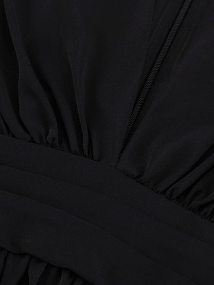 V-neck Flared Sleeves Waist Mini&Short Dresses