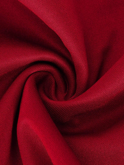 V-neck Sleeveless High-waisted Slit Dress Pleated Solid Color Short Dress