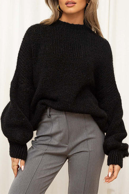 Margovil Drop Shoulder Lantern Long Sleeves Comfy Pullover Sweater