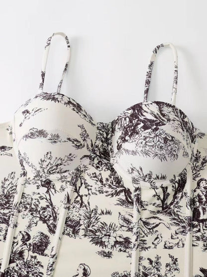 One-piece Swimsuit, Tight-fitting And Slimming, Retro-style Strappy