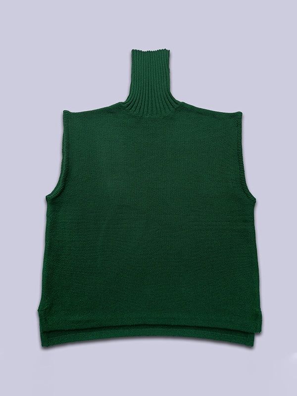 Solid High Neck Loose Sweater Vest