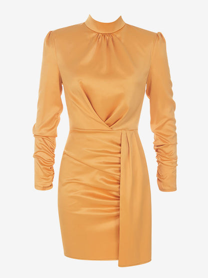 Birthday Mini Dresses Gold Long Sleeves Sash Short Dress