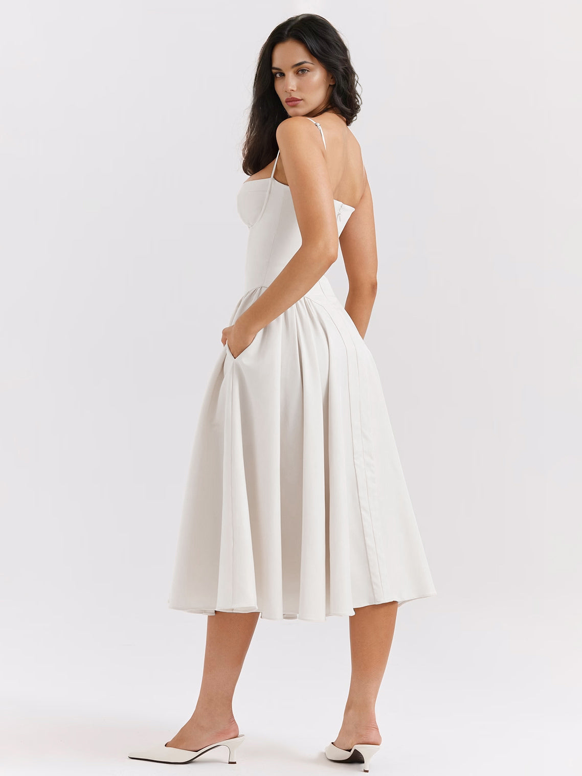 Corset Dress Spaghetti Strap Backless Brunch Birthday Party Midi Dresses