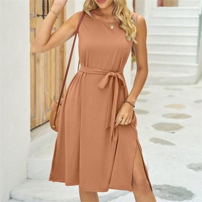 Summer Split Sleeveless Mini Dress in Multiple Colors