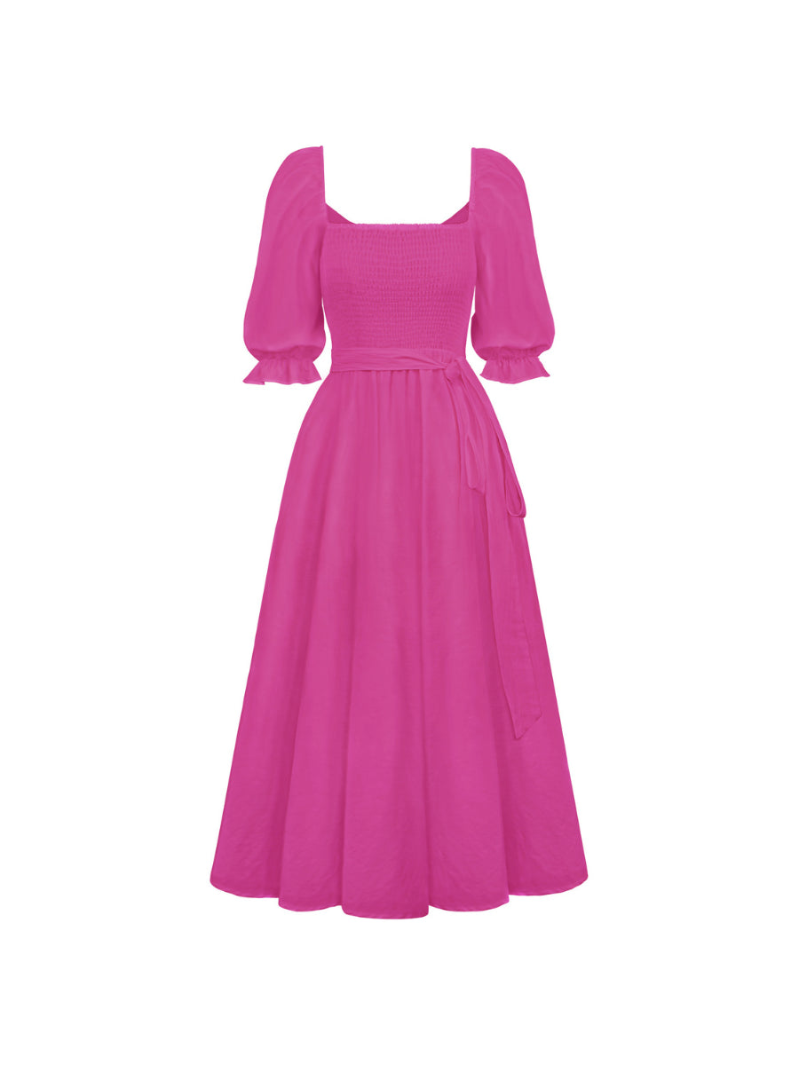 SUNSET SANDS TWO WAY WEARABLE MIDI DRESS - FUCHSIA