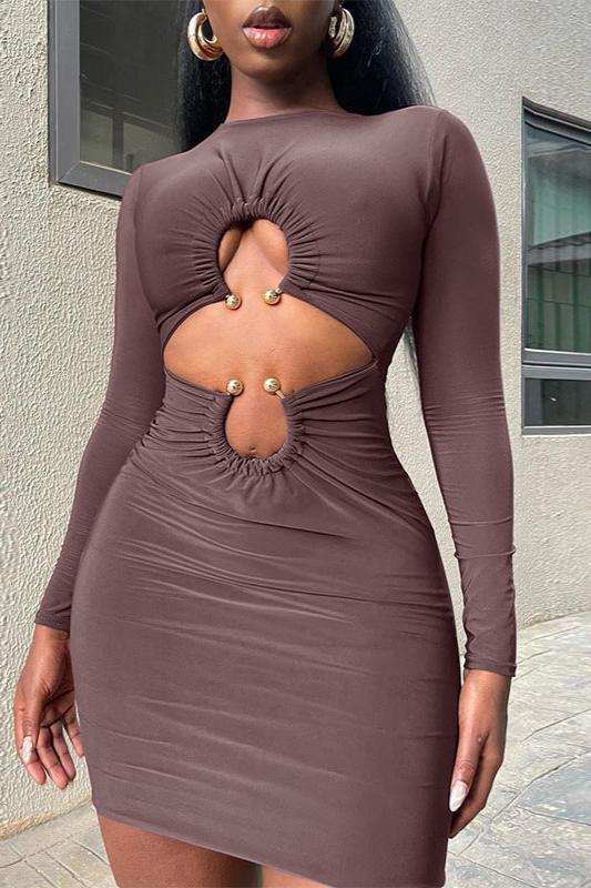 Buckle Long Sleeve Mini Dress