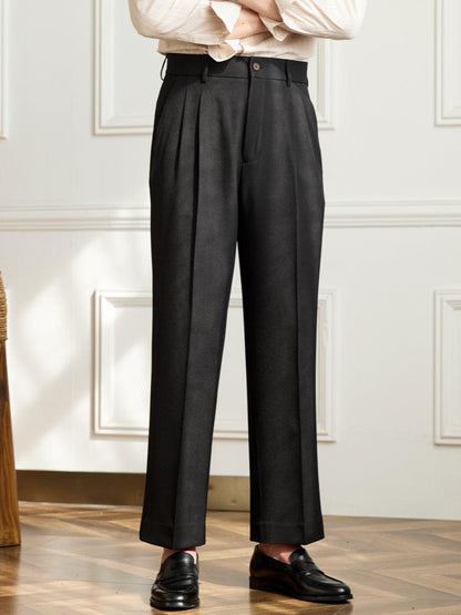 High Waist Pleated Trousers | 100% Linen | Straight Fit