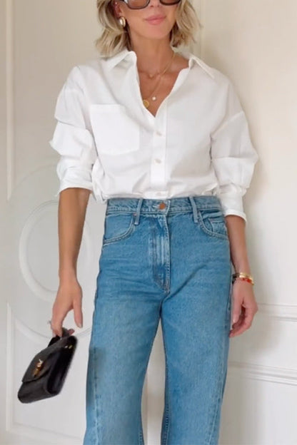Margovil Lapel Long Sleeves Button Up Blouse Shirt