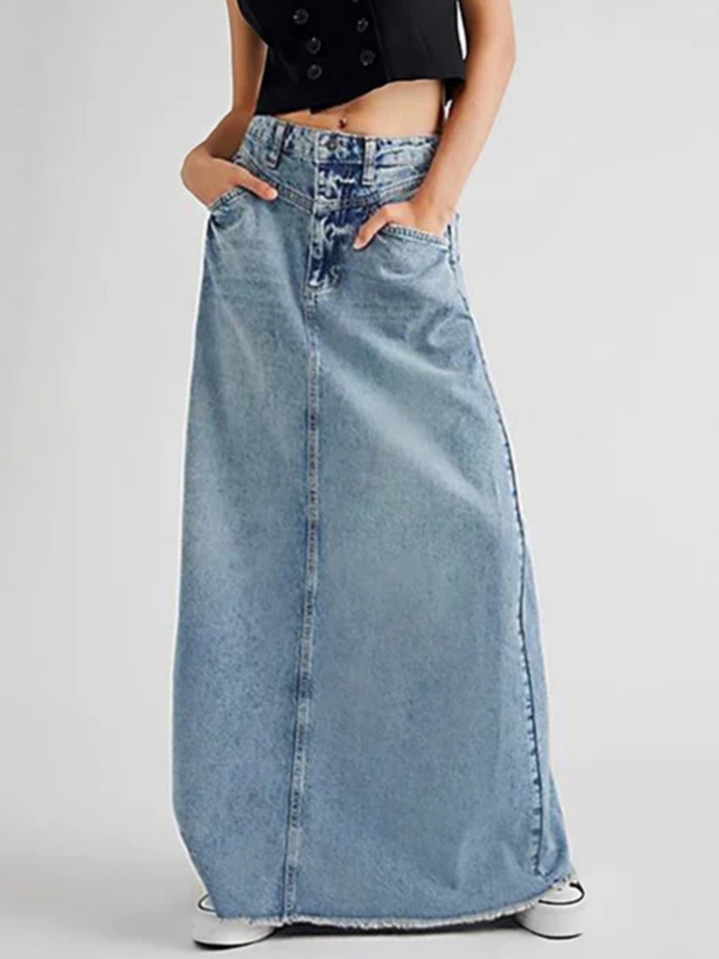 Denim Pocket High-waisted Skirts
