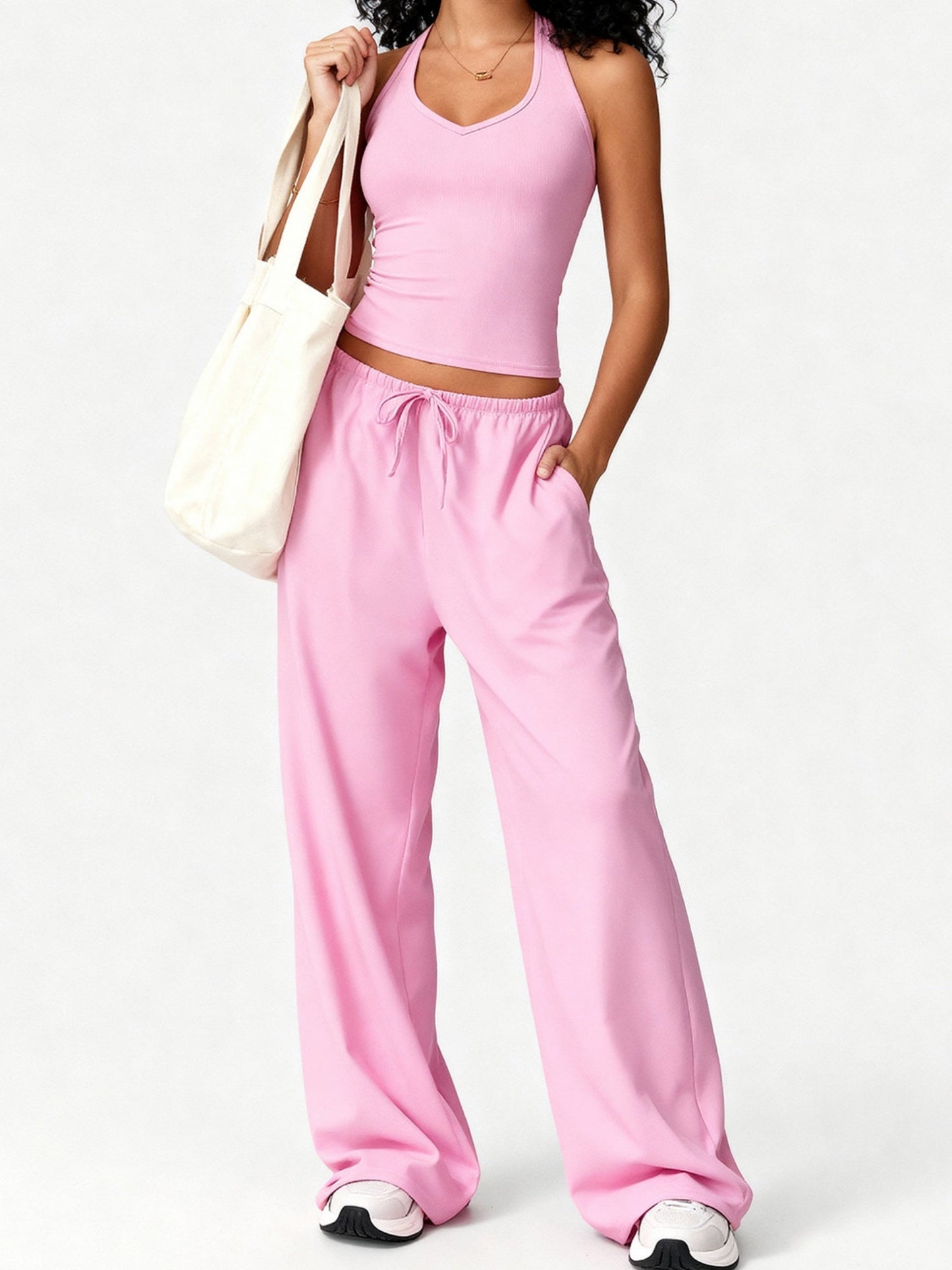 Quick-drying Halter Top Bodycon Trousers Exercise Yoga 2-piece Sets