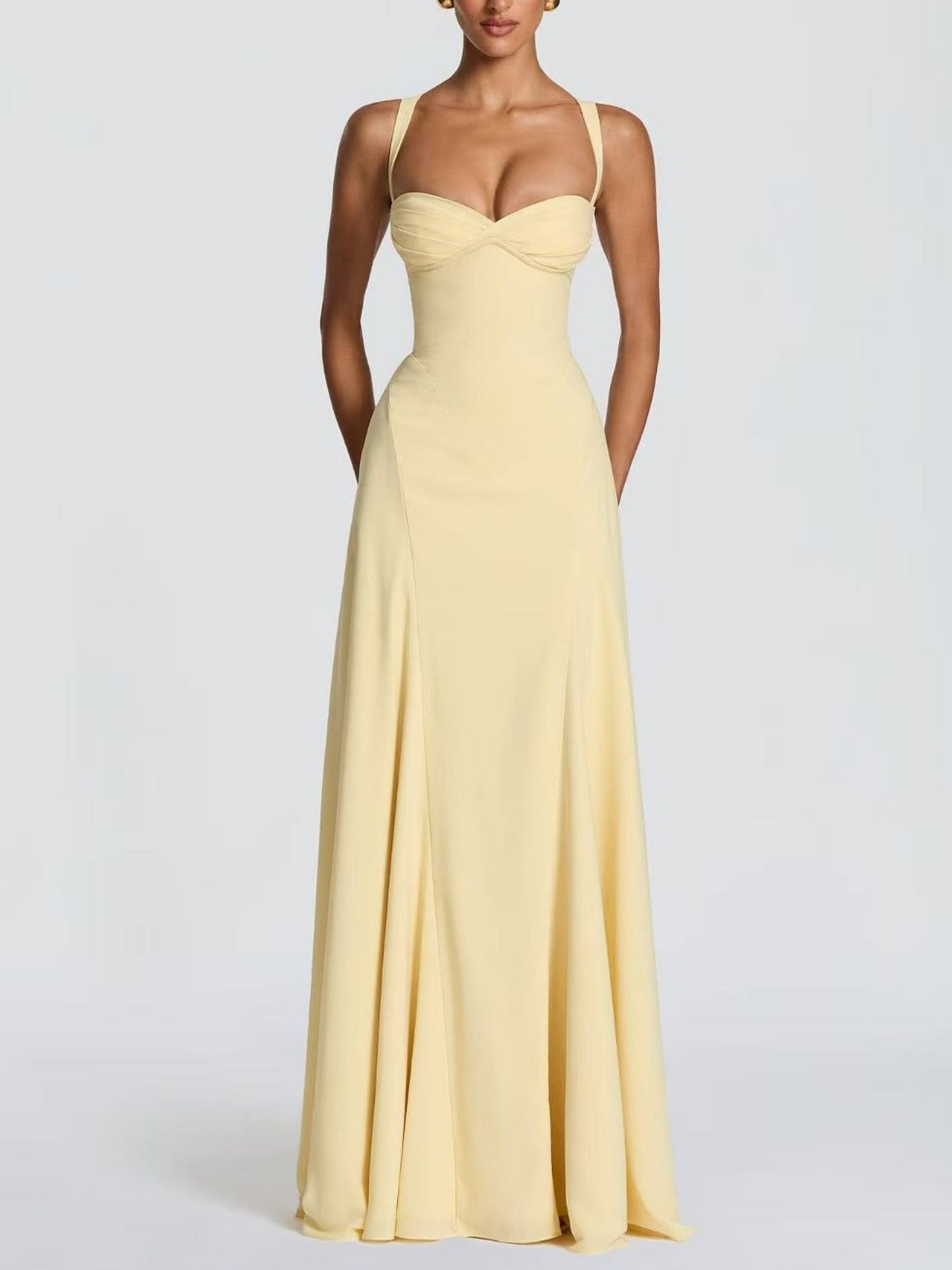 Backless Strappy Neckband Large Skirt Maxi Dresses