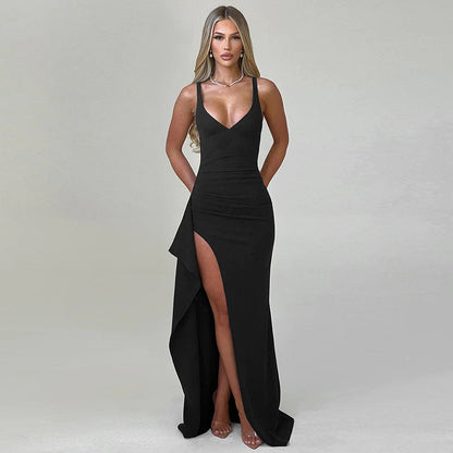 Maven Sheath Dress With Slit - Black
