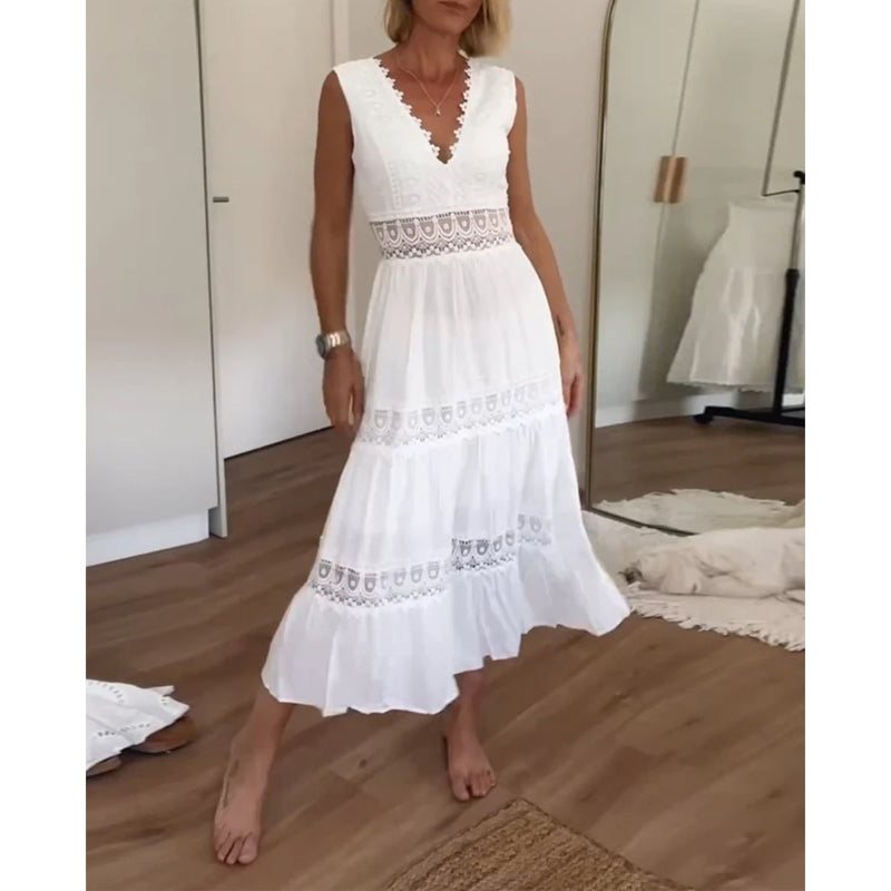 Stella™ - Comfy V-Neck Lace Tank Dress