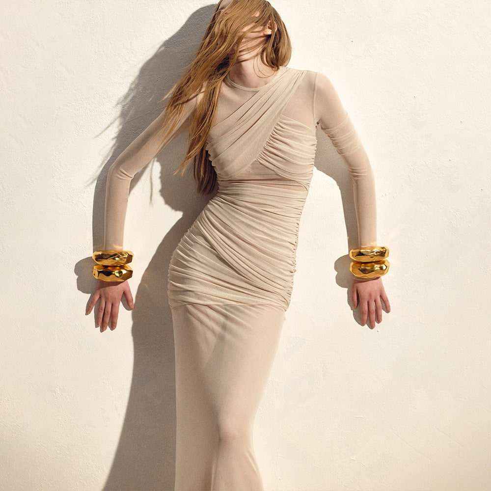 Bruna Mesh Dress - Beige