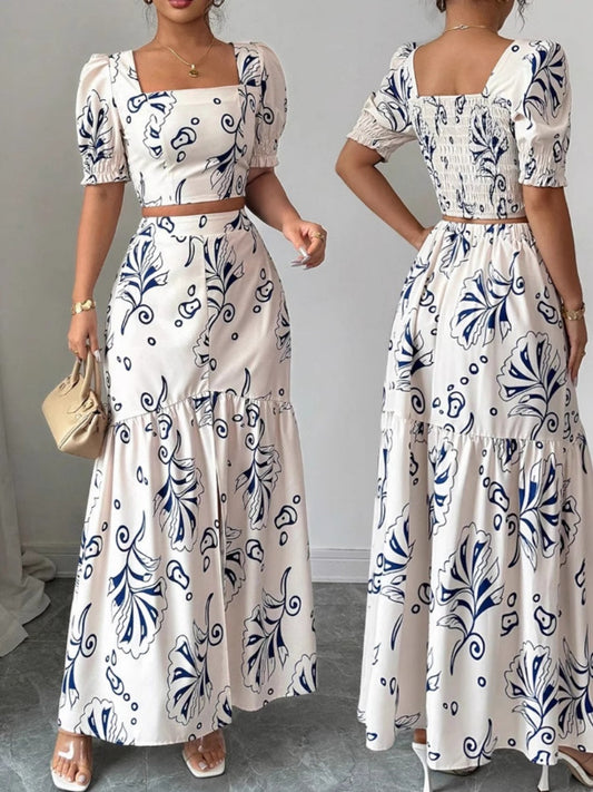 Jacket Skirt Hit Plants And Flowers 2-piece Sets