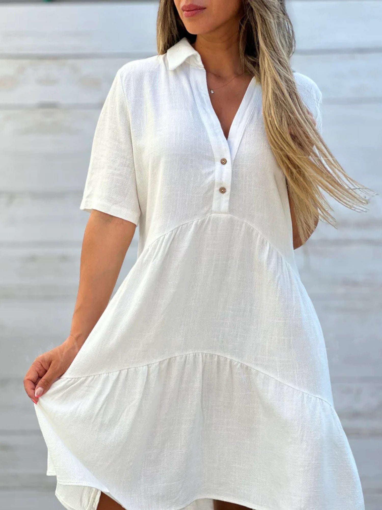 Lapel Loose, Full Skirt Mini&Short Dresses